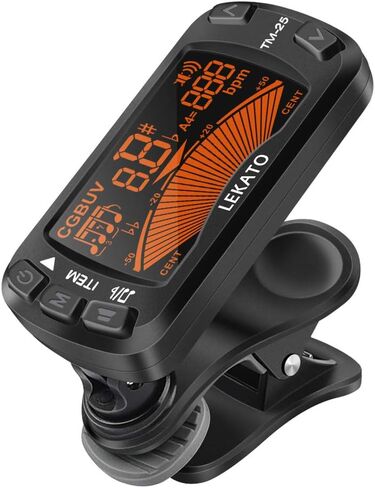 LEKATO Guitar Tuner Clip On Metronome Tuner Tone Generator 3 in 1 Multifunction Portable for All Instruments, Bass, Chromatic, Instruments, Violin and Ukulele (Battery Clipped on the Silicone Pad) in Saudi Arabia