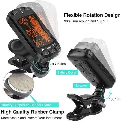 LEKATO Guitar Tuner Clip On Metronome Tuner Tone Generator 3 in 1 Multifunction Portable for All Instruments, Bass, Chromatic, Instruments, Violin and Ukulele (Battery Clipped on the Silicone Pad) in Saudi Arabia