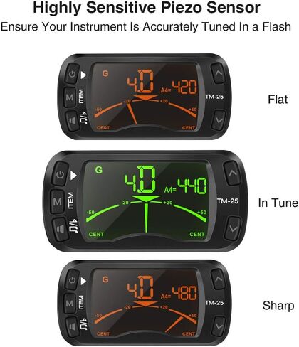 LEKATO Guitar Tuner Clip On Metronome Tuner Tone Generator 3 in 1 Multifunction Portable for All Instruments, Bass, Chromatic, Instruments, Violin and Ukulele (Battery Clipped on the Silicone Pad) in Saudi Arabia