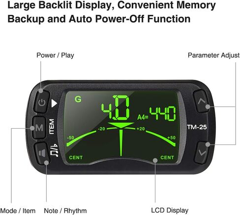 LEKATO Guitar Tuner Clip On Metronome Tuner Tone Generator 3 in 1 Multifunction Portable for All Instruments, Bass, Chromatic, Instruments, Violin and Ukulele (Battery Clipped on the Silicone Pad) in Saudi Arabia