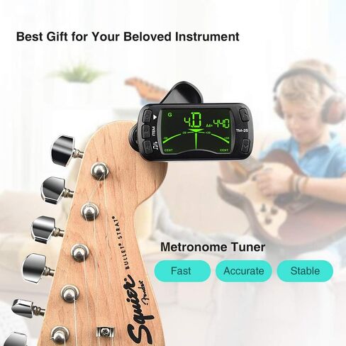 LEKATO Guitar Tuner Clip On Metronome Tuner Tone Generator 3 in 1 Multifunction Portable for All Instruments, Bass, Chromatic, Instruments, Violin and Ukulele (Battery Clipped on the Silicone Pad) in Saudi Arabia