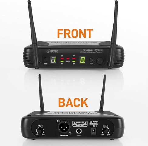 Pyle 2 Channel Wireless Microphone System - Portable UHF Digital Audio Mic Set with 2 Headset, 2 Lavalier lapel, 2 Transmitter, ¼’’ cable, power adapter - For Karaoke, PA, DJ, - PDWM3400,Black in Kuwait