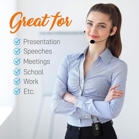 Pyle 2 Channel Wireless Microphone System - Portable UHF Digital Audio Mic Set with 2 Headset, 2 Lavalier lapel, 2 Transmitter, ¼’’ cable, power adapter - For Karaoke, PA, DJ, - PDWM3400,Black in Kuwait