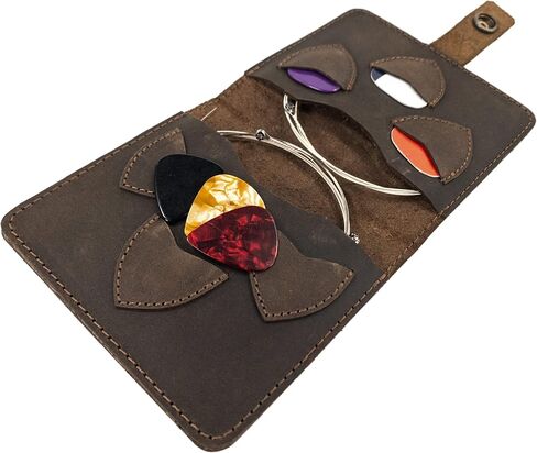 Hide & Drink, Guitar Pick & String Wallet, Slim Case for Replacements (Accessories not Included) Handmade from Full Grain Leather - Bourbon Brown in Saudi Arabia