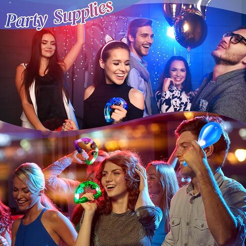 Libima 24 Pcs LED Light up Tambourine Tambourin and Mini Maracas Musical Kid Adult Handheld Plastic Tambourine Bell LED Flashing Shaker Neon Mexican Decor Noisemaker for Easter Party Favor Birthday in Saudi Arabia