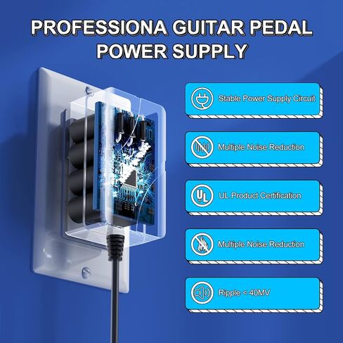 FGIEU Guitar Pedal Power Supply for Truetone 1 Spot Power Supply, 9V DC 2A 2000mA Power Cord Tip Negative for Guitar Effect Pedal Board in Saudi Arabia