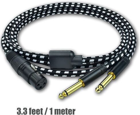 Mugteeve XLR أنثى إلى كابل مقسم مزدوج 1/4، 10 أقدام أنثى XLR إلى مزدوج ربع بوصة TS كابل أحادي الاختراق Y، مجدول من النايلون عالي التحمل، محمي OFC، للخلاط، شاشة الاستوديو، واجهة الصوت in Kuwait