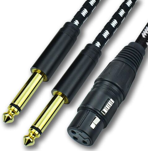 Mugteeve XLR أنثى إلى كابل مقسم مزدوج 1/4، 10 أقدام أنثى XLR إلى مزدوج ربع بوصة TS كابل أحادي الاختراق Y، مجدول من النايلون عالي التحمل، محمي OFC، للخلاط، شاشة الاستوديو، واجهة الصوت in Kuwait