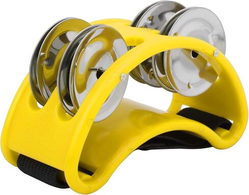 Foot Tambourine with Double Row for Cajon Box Drum Companion Accessory(Yellow) in Saudi Arabia