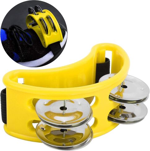 Foot Tambourine with Double Row for Cajon Box Drum Companion Accessory(Yellow) in Saudi Arabia