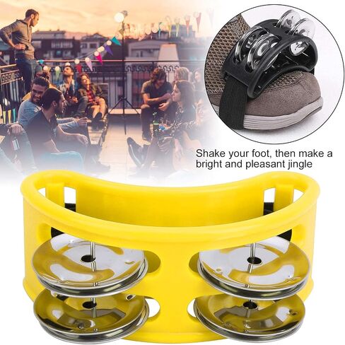 Foot Tambourine with Double Row for Cajon Box Drum Companion Accessory(Yellow) in Saudi Arabia