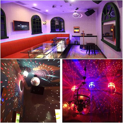 هوت وين كرة مراة باضاءة ديسكو مقاس 8 انش مع محرك واضاءة LED بالوان الفضاء اللوني ار جي بي، مجموعة اضواء سبوت دوارة لتزيين غرفة الحفلات والمسرح والدي جيه in Kuwait