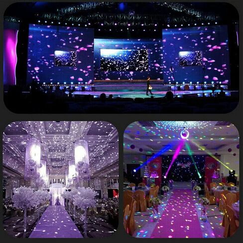 هوت وين كرة مراة باضاءة ديسكو مقاس 8 انش مع محرك واضاءة LED بالوان الفضاء اللوني ار جي بي، مجموعة اضواء سبوت دوارة لتزيين غرفة الحفلات والمسرح والدي جيه in Kuwait