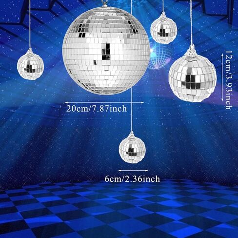مراة ديسكو من 8 قطع بتصميم كرة زجاجية عاكسة بلون فضي لتزيين الحفلات بطابع الديسكو وديسكو، ديكور للمنزل والمدرسة والديسكو in Kuwait