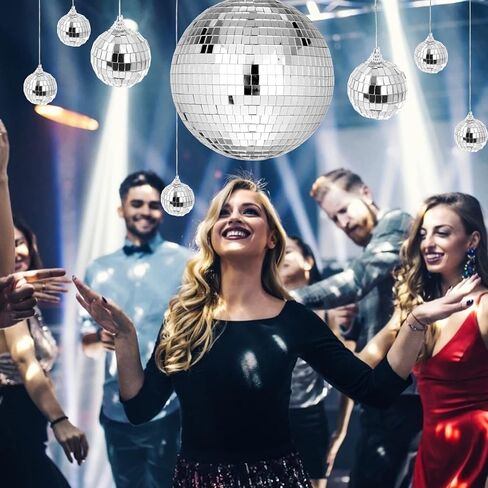 مراة ديسكو من 8 قطع بتصميم كرة زجاجية عاكسة بلون فضي لتزيين الحفلات بطابع الديسكو وديسكو، ديكور للمنزل والمدرسة والديسكو in Kuwait
