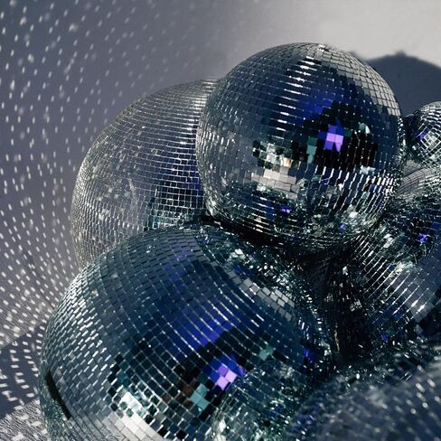 مراة ديسكو من 8 قطع بتصميم كرة زجاجية عاكسة بلون فضي لتزيين الحفلات بطابع الديسكو وديسكو، ديكور للمنزل والمدرسة والديسكو in Kuwait
