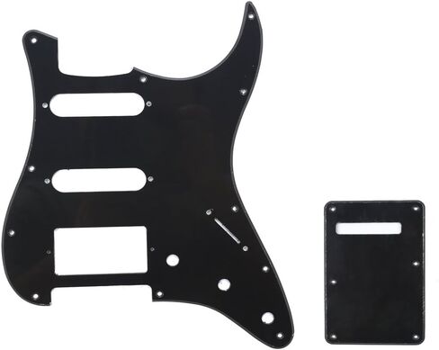 Musiclily HSS 11 Holes Strat Electric Guitar Pickguard and BackPlate Set for Fender US/Mexico Made Standard Stratocaster Modern Style Guitar Parts,3Ply Black in Saudi Arabia