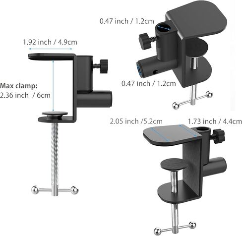 Large Desk Clamp Mount Replacement for Microphone Suspension Boom Scissor Arm, Table C Clip for Desktop Overhead Camera Tripod Mic Stand Lamp Base, Fits Up to 2.36 inch 6cm Thickness in Kuwait