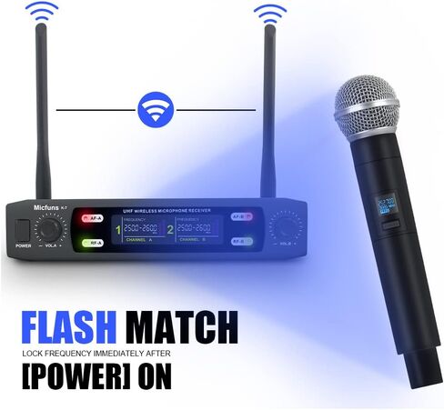 نظام ميكروفونات K7 بروفيشنال اللاسلكي 2 محمول VHF 230-250 ميجاهرتز 100 متر للكاريوكي والحفلات والكلام in Kuwait