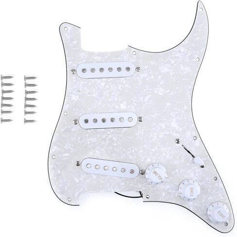 Musiclily SSS 11 Hole Loaded Prewired Strat Pickguard ST Guitar Scratch Plate with Single Coil Pickups Set for Squier Stratocaster Style Electric Guitar, Black in Saudi Arabia