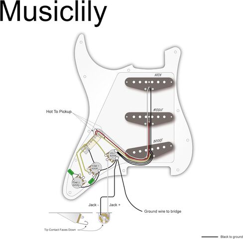Musiclily SSS 11 Hole Loaded Prewired Strat Pickguard ST Guitar Scratch Plate with Single Coil Pickups Set for Squier Stratocaster Style Electric Guitar, Black in Saudi Arabia