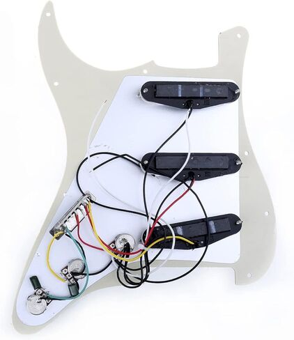 Musiclily SSS 11 Hole Loaded Prewired Strat Pickguard ST Guitar Scratch Plate with Single Coil Pickups Set for Squier Stratocaster Style Electric Guitar, Black in Saudi Arabia