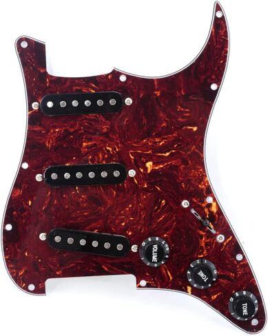 Musiclily SSS 11 Hole Loaded Prewired Strat Pickguard ST Guitar Scratch Plate with Single Coil Pickups Set for Squier Stratocaster Style Electric Guitar, Black in Saudi Arabia