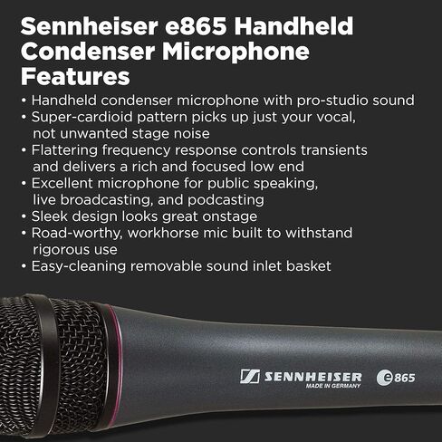 Sennheiser e865 S Lead Vocal Condenser Microphone with Switch,Charcoal in Saudi Arabia