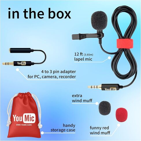 يوميك ميكروفون لافالير متعدد الاتجاهات بنظام مشبك سهل التركيب مثالي لتسجيل اليوتيوب/المقابلات/مؤتمرات الفيديو/المدونة الصوتية/ايفون in Kuwait