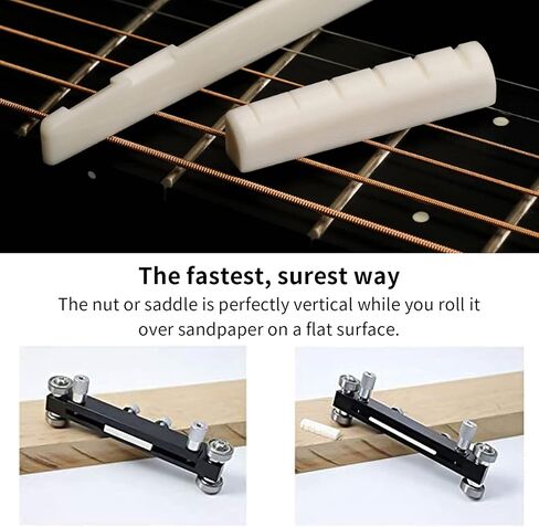 EBTOOLS Adjustable Nut Bridge Sander, Guitar Bass Luthier Sanding Tool Aluminium Alloy Nut and Bridge Sander for Guitar Bass(Black) in Kuwait