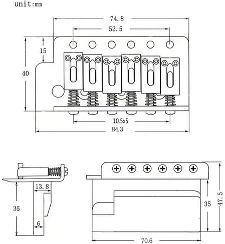 Ubrand 52.5mm Guitar Stratocaster Tremolo Bridge, Right, 2101-STQQ-CR in Saudi Arabia