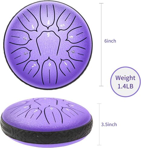 WANGSAN Steel Tongue Drum, 11 Notes 6 Inches D-Key, Handpan Drum Percussion Instrument for Kids Beginner Meditation Healing Concert Yoga (Purple), Steel Drum-1 in Saudi Arabia