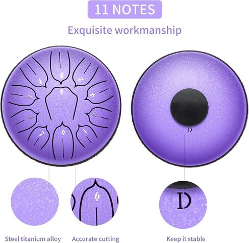 WANGSAN Steel Tongue Drum, 11 Notes 6 Inches D-Key, Handpan Drum Percussion Instrument for Kids Beginner Meditation Healing Concert Yoga (Purple), Steel Drum-1 in Saudi Arabia