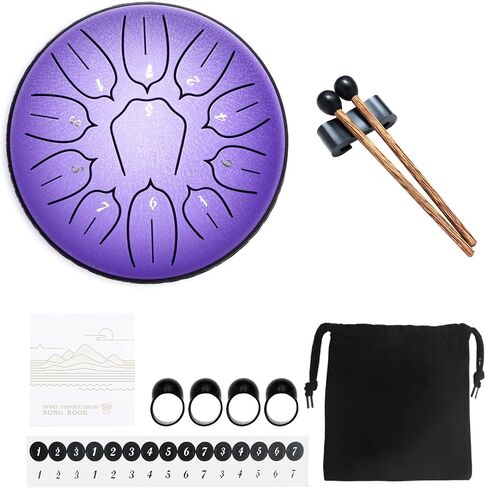 WANGSAN Steel Tongue Drum, 11 Notes 6 Inches D-Key, Handpan Drum Percussion Instrument for Kids Beginner Meditation Healing Concert Yoga (Purple), Steel Drum-1 in Saudi Arabia