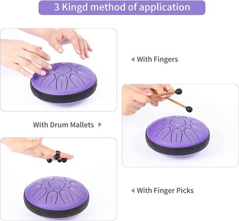 WANGSAN Steel Tongue Drum, 11 Notes 6 Inches D-Key, Handpan Drum Percussion Instrument for Kids Beginner Meditation Healing Concert Yoga (Purple), Steel Drum-1 in Saudi Arabia