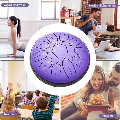 WANGSAN Steel Tongue Drum, 11 Notes 6 Inches D-Key, Handpan Drum Percussion Instrument for Kids Beginner Meditation Healing Concert Yoga (Purple), Steel Drum-1 in Saudi Arabia