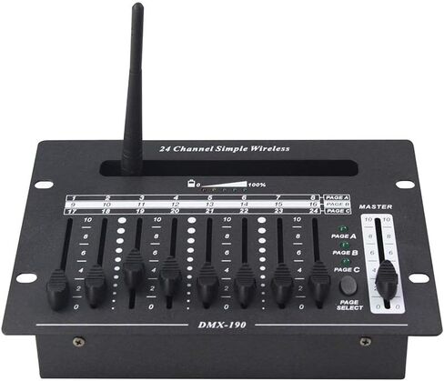 وحدة تحكم دي ام اكس دي جي من في شو - بطارية 24 قناة ووحدات تحكم لاسلكية للبطارية بدون أسلاك DMX بإضاءة أمامية in Kuwait