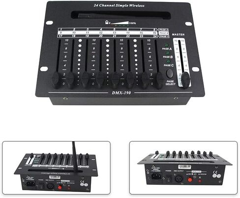 وحدة تحكم دي ام اكس دي جي من في شو - بطارية 24 قناة ووحدات تحكم لاسلكية للبطارية بدون أسلاك DMX بإضاءة أمامية in Kuwait
