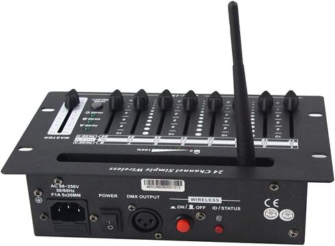 وحدة تحكم دي ام اكس دي جي من في شو - بطارية 24 قناة ووحدات تحكم لاسلكية للبطارية بدون أسلاك DMX بإضاءة أمامية in Kuwait
