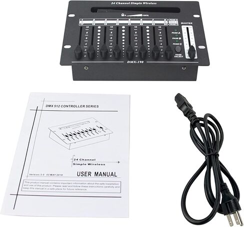 وحدة تحكم دي ام اكس دي جي من في شو - بطارية 24 قناة ووحدات تحكم لاسلكية للبطارية بدون أسلاك DMX بإضاءة أمامية in Kuwait