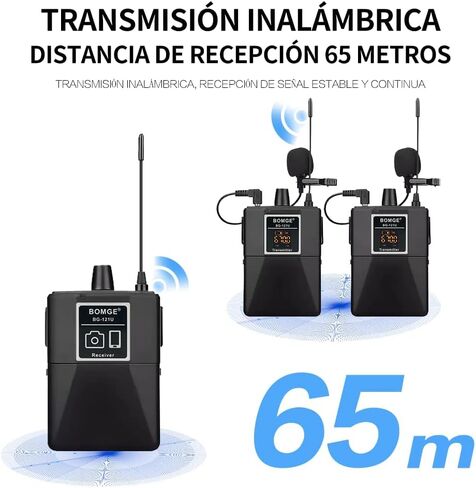 نظام ميكروفون لافالير لاسلكي قابل للطي / ميكروفون سماعة رأس/ميكروفون للمقابلة، لهواتف ايفون والهواتف الذكية التي تعمل بنظام اندرويد ومكبر صوت PA والتعليم وكاميرا DSLR والتابلت (نطاق 164 قدم) in Kuwait