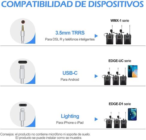 نظام ميكروفون لافالير لاسلكي قابل للطي / ميكروفون سماعة رأس/ميكروفون للمقابلة، لهواتف ايفون والهواتف الذكية التي تعمل بنظام اندرويد ومكبر صوت PA والتعليم وكاميرا DSLR والتابلت (نطاق 164 قدم) in Kuwait
