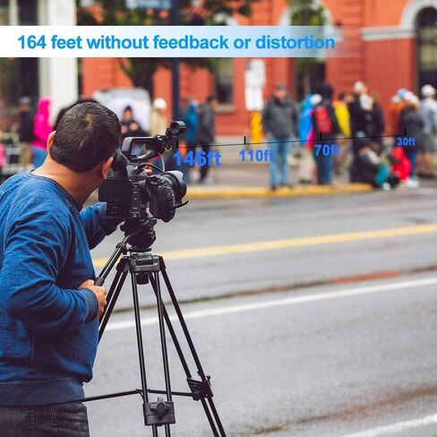 نظام ميكروفون لافالير لاسلكي قابل للطي / ميكروفون سماعة رأس/ميكروفون للمقابلة، لهواتف ايفون والهواتف الذكية التي تعمل بنظام اندرويد ومكبر صوت PA والتعليم وكاميرا DSLR والتابلت (نطاق 164 قدم) in Kuwait