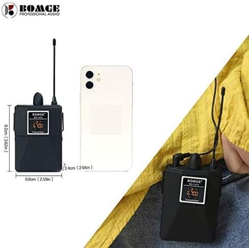 نظام ميكروفون لافالير لاسلكي قابل للطي / ميكروفون سماعة رأس/ميكروفون للمقابلة، لهواتف ايفون والهواتف الذكية التي تعمل بنظام اندرويد ومكبر صوت PA والتعليم وكاميرا DSLR والتابلت (نطاق 164 قدم) in Kuwait