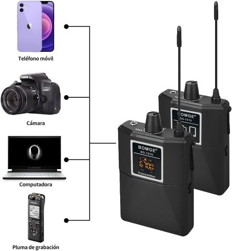 نظام ميكروفون لافالير لاسلكي قابل للطي / ميكروفون سماعة رأس/ميكروفون للمقابلة، لهواتف ايفون والهواتف الذكية التي تعمل بنظام اندرويد ومكبر صوت PA والتعليم وكاميرا DSLR والتابلت (نطاق 164 قدم) in Kuwait