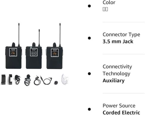 نظام ميكروفون لافالير لاسلكي قابل للطي / ميكروفون سماعة رأس/ميكروفون للمقابلة، لهواتف ايفون والهواتف الذكية التي تعمل بنظام اندرويد ومكبر صوت PA والتعليم وكاميرا DSLR والتابلت (نطاق 164 قدم) in Kuwait