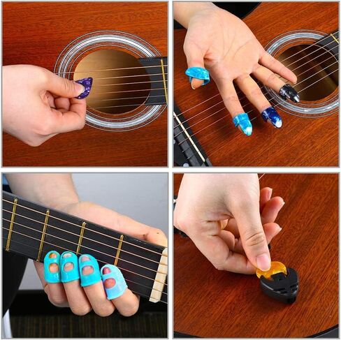 Auihiay 58 PCS Guitar Accessories Kit Including Guitar Strings, Picks, Capo, Thumb Finger Picks, String Winder, Bridge Pins, Pin Puller, Pick Holder, Finger Protect in Saudi Arabia