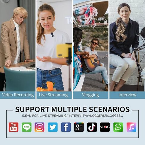 Mucrlex Wireless Microphones, Mini Microphones with 2 Convertible adapters for iPhone iPad Android PC in Video Vlog Recording Interview. (Black) in Saudi Arabia