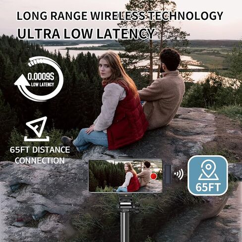 Mucrlex Wireless Microphones, Mini Microphones with 2 Convertible adapters for iPhone iPad Android PC in Video Vlog Recording Interview. (Black) in Saudi Arabia