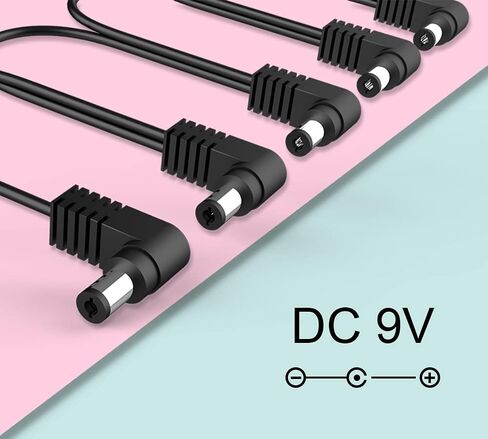 QUZOC 1 إلى 5-Way Daisy Chain Power Supply Cable Splitter لدواسات تأثيرات الجيتار. سلك مقسم مع قابس الزاوية اليمنى in Kuwait